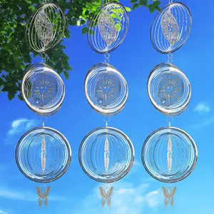 3.9-inch "Sun God" Stainless Steel Silver Car Hanging Ornament — Outdoor Metal Wind Chime
