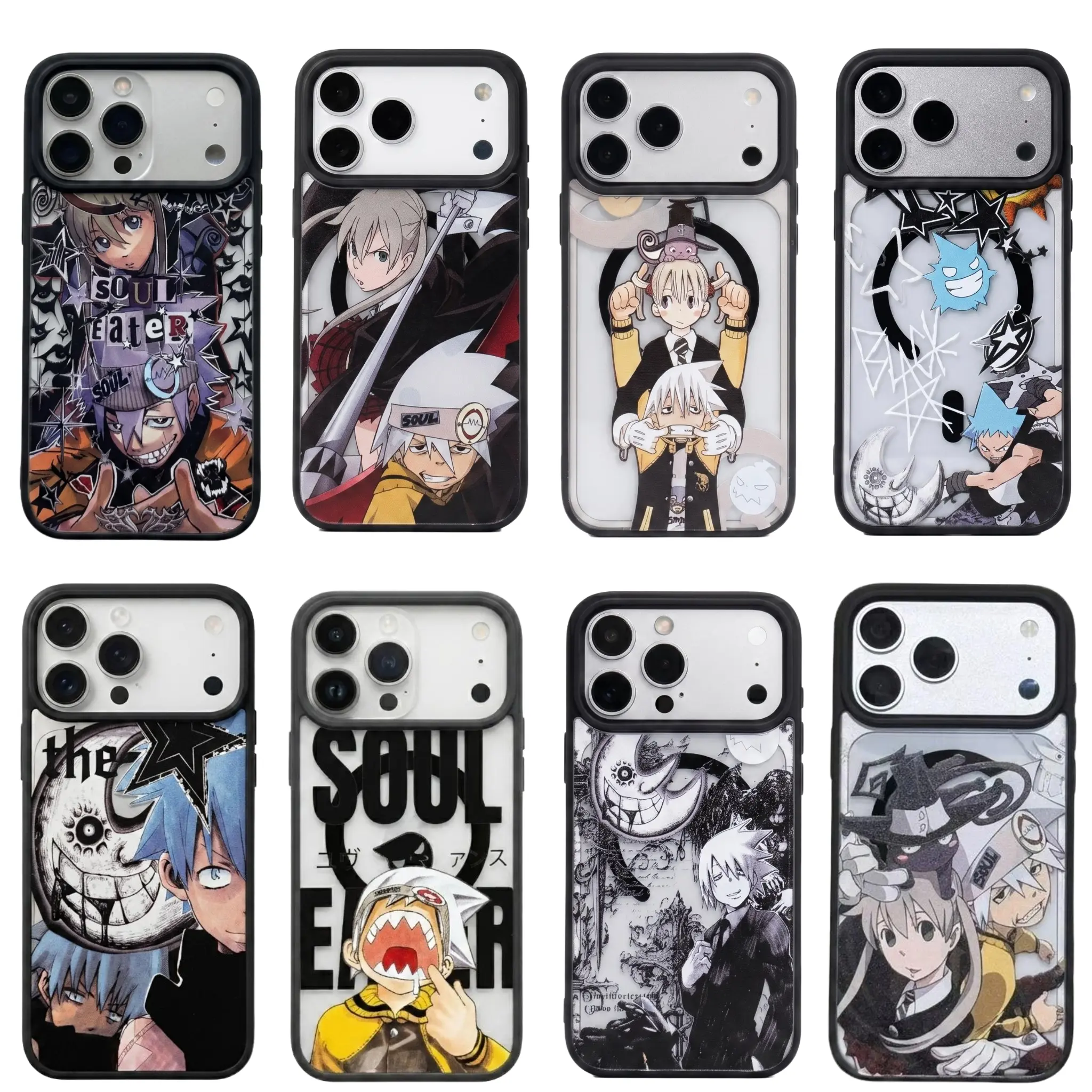 Retro Anime Soul Eater Phone Case,Aesthetic Macaron Magnetic Phone Cover,Sun and Moon Print for iPhone 17 16 15 14 13 12 11 Samsung Series,Shockproof Protective Dual-Layer MagSafe Magnetic Design Case,Maka Albarn Phone Cover,Perfect Gift For Anime Fans