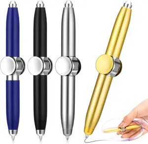 VeoCare 4 Pieces Spinning Fidget Pen Fidget Ballpoint Pen Metal Writing Tool Practical Pen Stress Reducer Ballpoint Pen with LED Light gadget cool gadget