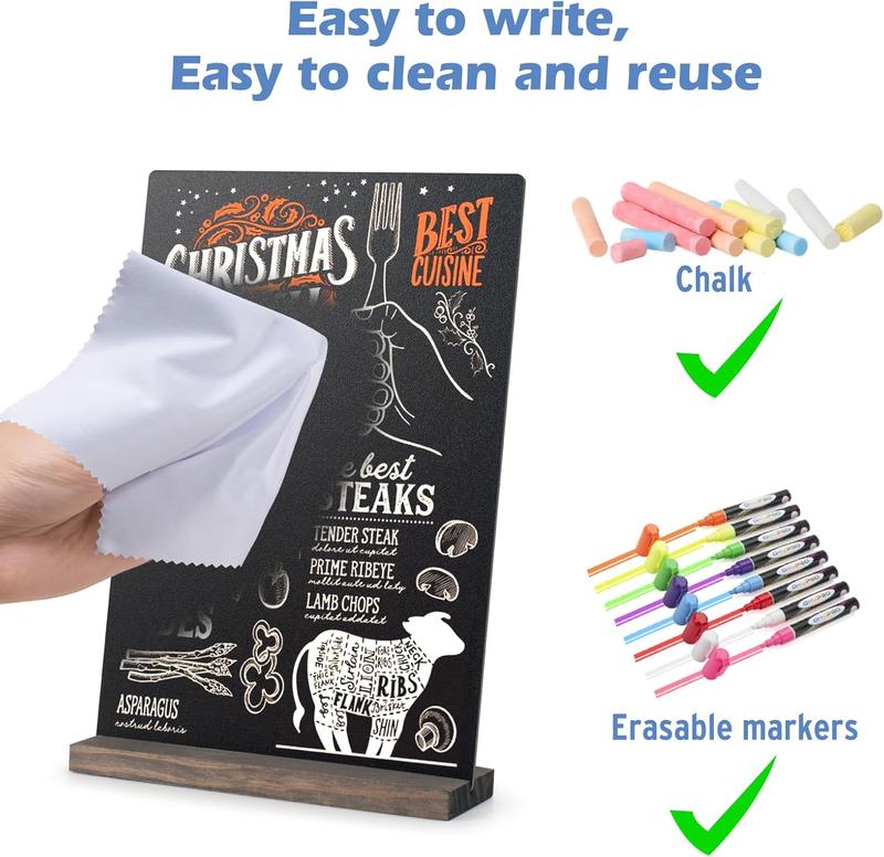 1Set Small Chalkboard Words Sign, 6 x 9 Inch Tabletop Decorative Chalk Board, Mini Double-Sided Erasable Message Menu Board for Food, Business, Wedding, Party