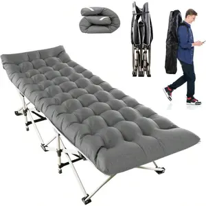 2-Pack Folding Bed with 3.3inch Double-Sided Mattresses, 75inch * 28-Inch Folding Camping Bed with Carrying Bag, Portable Sleeping Bed Guest Bed