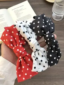 3-piece set with polka dot pattern bow decoration headband for ladies, cute retro and playful, versatile and fashionable, suitable for autumn and winter wear, Hair Bows Headbands, Headbands Women