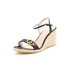 Pre-owned Gucci Women's Aitana Wedge Espadrilles Leather by Rebag