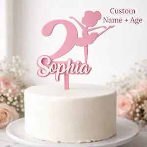 Ballerina Party Cake Topper Personalized Ballerina Cake Topper | Custom Name & Age | Birthday Cake Decoration Girl