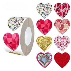 Heart Gift Tags Stickers, 1 Roll/500pcs Heart Stickers for Valentine's Day & Mother's Day, Ideal for Weddings & Gifts, Scrapbook Materials