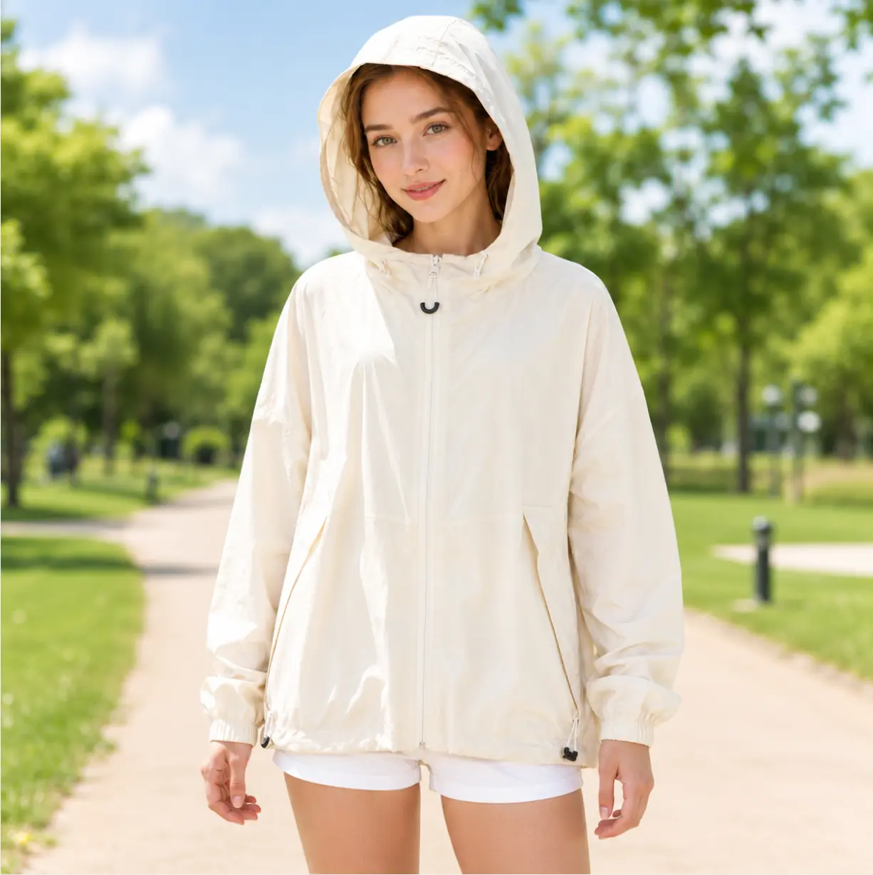 Women's UPF 50+ Sun Protection Windbreaker Hoodie - Lightweight, Cooling, Breathable, Quick-Dry, Full-Sleeve Outdoor Essential Outerwear for Hiking, Summer Travel, Women's UV Protection Clothing