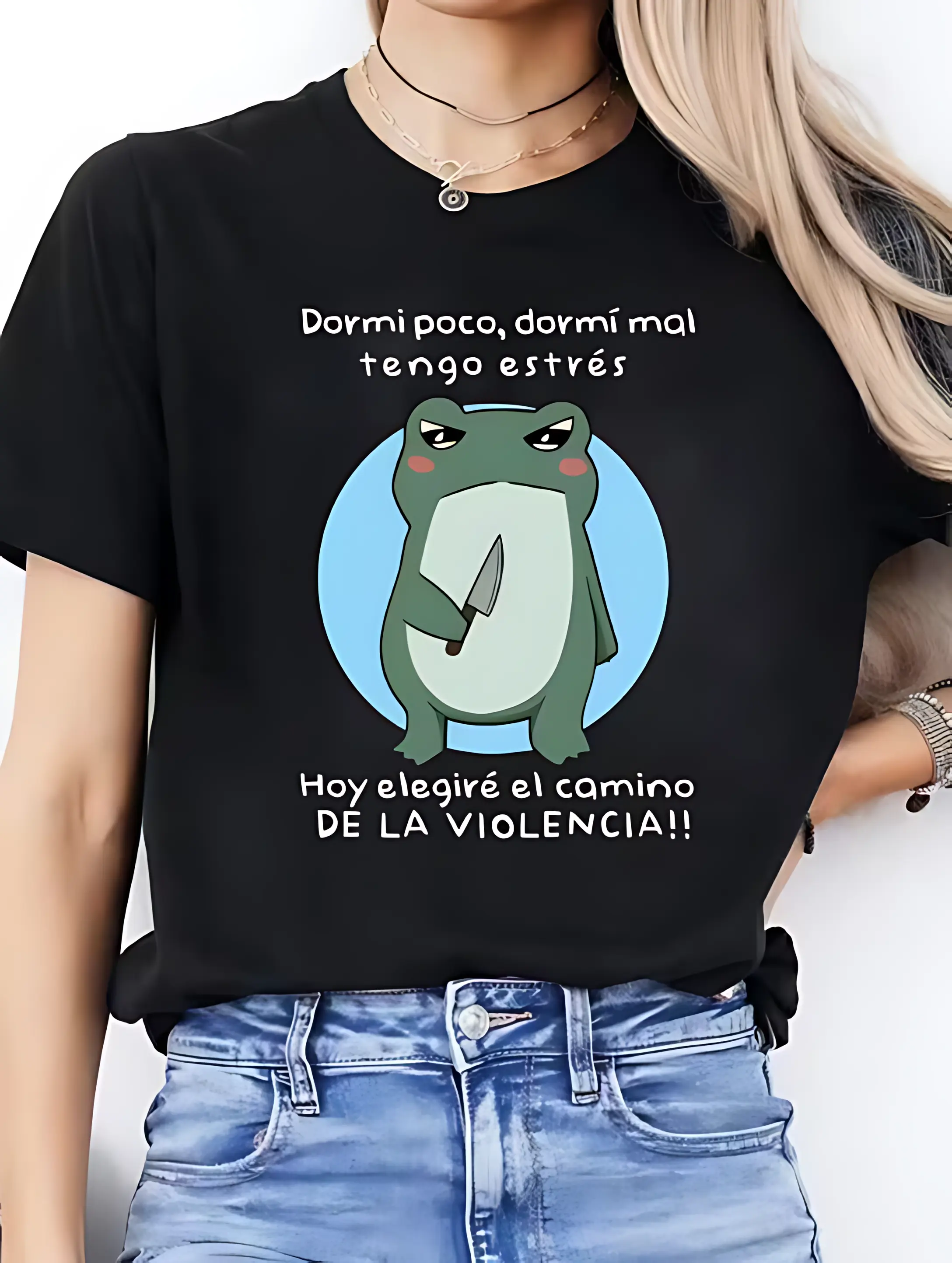 Women's Short-Sleeve Top Dormi Poco Dormi Mal Tengo Estres Hoy Elegire El Camino De La Violencia Outdoor Leisure
