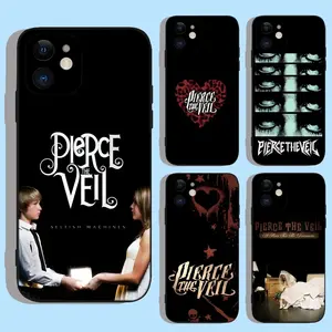 P-Pierce The Veil Band Phone Case For Apple iPhone  17 Pro Max Air,16,15,14,13,12,11,XS,XR,X,8,7,Pro,Max,Plus,mini & Samsung Galaxy S25 Ultra S24 S23 S22 S21 Plus Silicone Black Cover