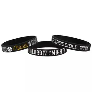 Power of Faith Baseball Bible Verse Silicone Wristbands with Christian Inspir...