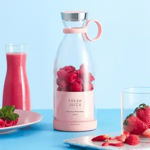 Portable Blender for Shakes and Smoothies with 11.83 Oz Travel Cup and Lid,Durable Stainless Steel Blades for Juice Blending Performance[Pink]