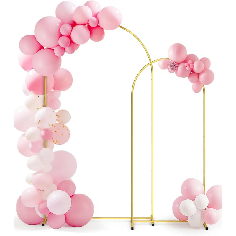 Sturdy Gold Metal Arch Frame Backdrop Stand Set (2 Pieces: 7.2FT, 6FT) - Decorative Party Decoration Supplies for Wedding Photos, Celebrations, Baby Shower