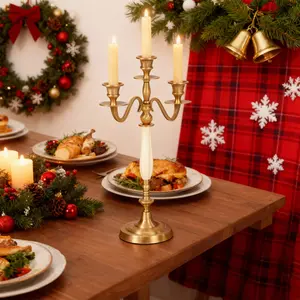 3/5 Candle Metal Golden Metal Candlestick Holder Wedding Event Candelabra Candle Stand for Wedding Dining Table Xmas Party Home Decor