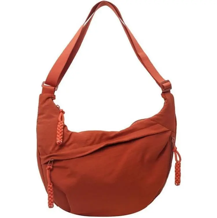 Women's Minimalist Crescent Shoulder Bag - Lightweight Nylon Hobo Crossbody Bag