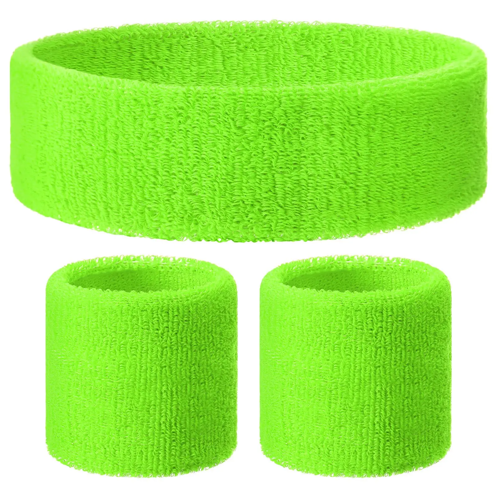 3 Pack Neon Sweatbands Sports Wristband And Headband 80s For Party Football Basketball Baseball Soccer