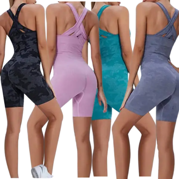 Scrunch Gym Romper - Seamless Design, Nylon Spandex Blend, Compression Feature, Available in 4 Colors, 3 Sizes, Quick-Drying, All Seasons workout clothes yoga fitness