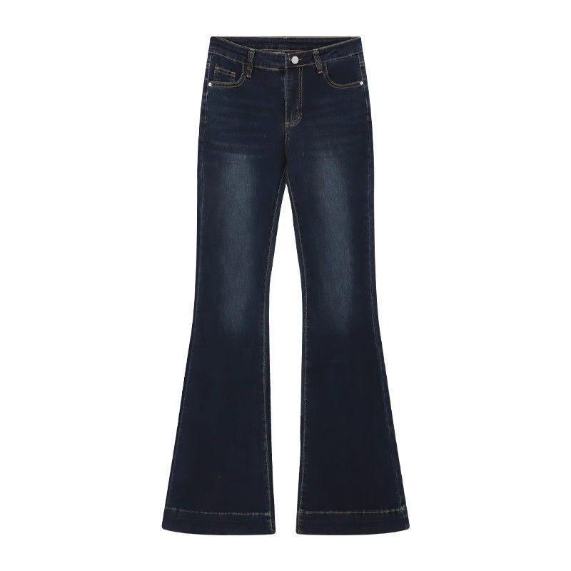 Women's Flattering Bootcut Denim Jeans High-Waisted Slim-Fit Stretchy Fabric Adjustable Belted Waist Leg-Lengthening Silhouette No-Gap Waist for Daily Errands Date Night Casual Chic Outfits