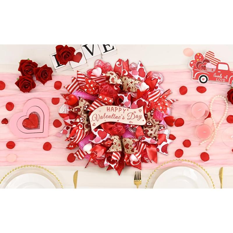 1 piece of 35cm or 45cm Valentine's Day/Spring Wreath, suitable for front door decoration - Plastic door ornament with branches and leaves, wall-mounted decoration, suitable for all seasons, Valentine's Day or housewarming gift.