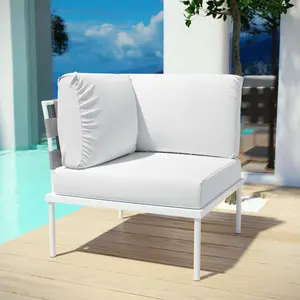 Modway Harmony Outdoor Patio Aluminum Corner Sofa in White White