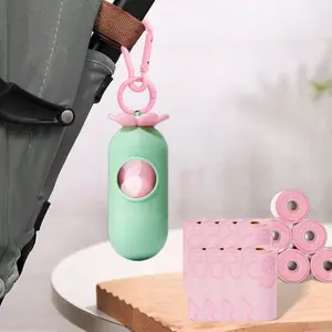 Upgrade Version Portable Baby Stroller Trash Bag Holder, Thick Scented Printed Plastic Bags, Outdoor Travel Car Home Use, Pet Friendly