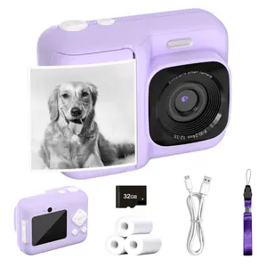Funshot20 Instant Print Camera for Kids HD Digital Camera with 32GB SD Card 3 Rolls Printing Paper Christmas Birthday Gifts for Boys Girls Ages 3-12 Purple Colorful Photobooth Toy Camera