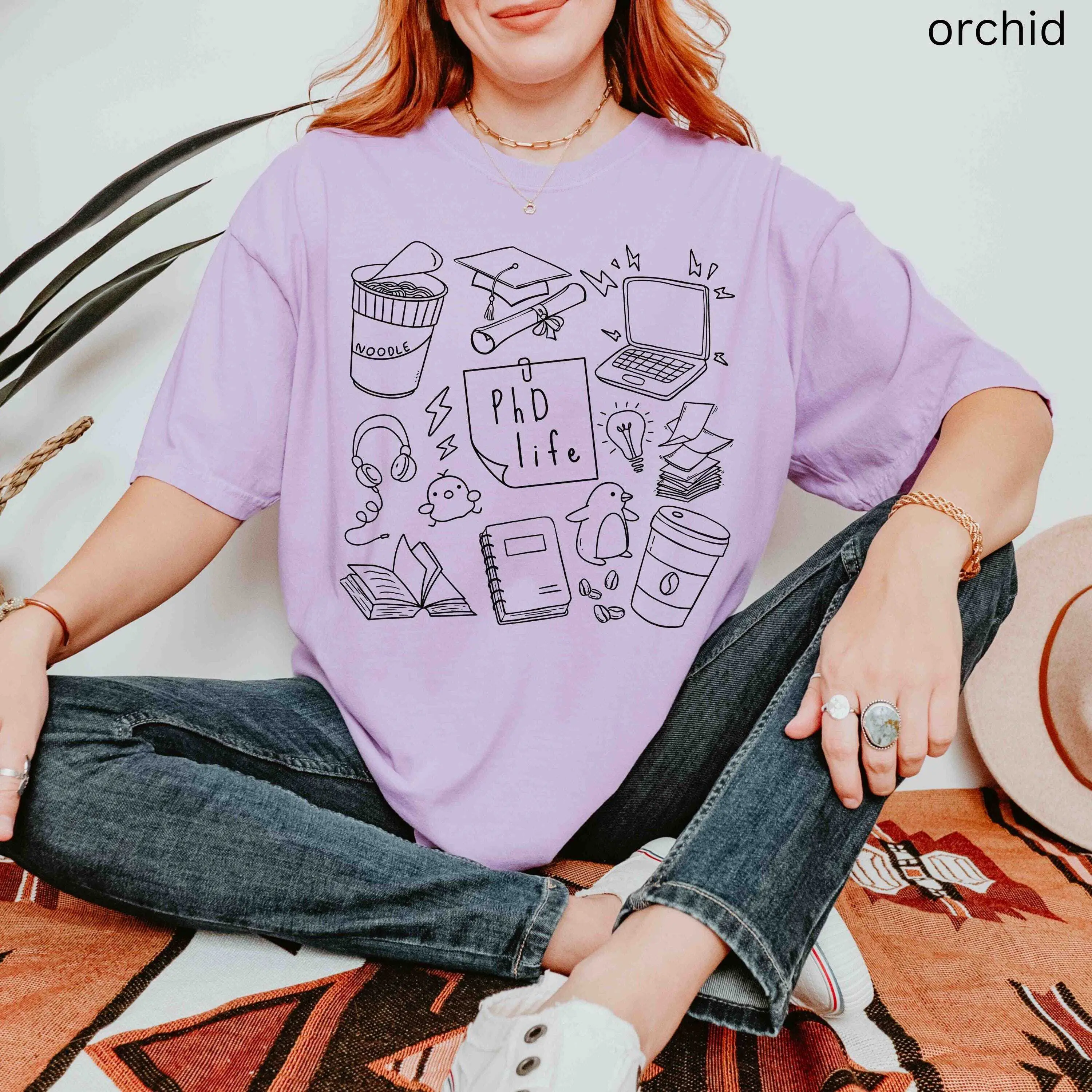 PhD Student Shirt, Funny PhD Graduation Gifts, Doctorate Doodle Comfort Colors T-Shirt, Gift For PhD Student