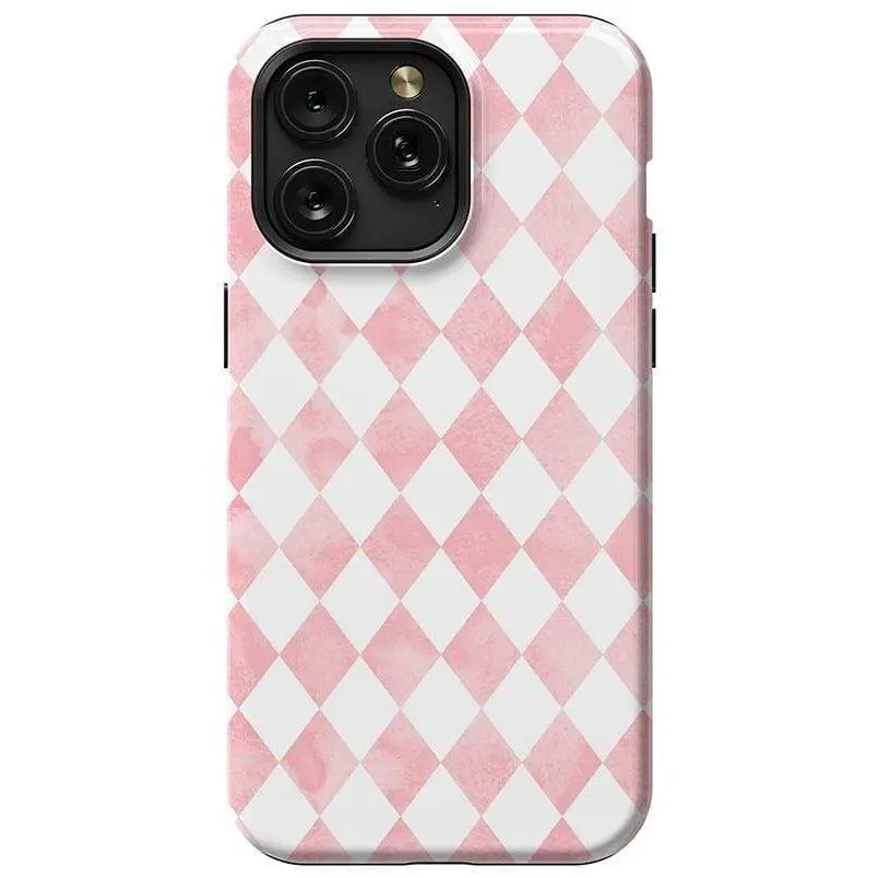 Queen of Diamonds Pink Watercolor Case For iphone 17 pro case 16 pro max 15 14 13 12 11 & Samsung S25 S24 S23 Ultra, cute pretty phone cases, PC & TPU Hybrid Shockproof phone case make it durable sturdy protective fits supports phone