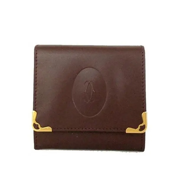 Pre-owned Other Other Must de Cartier Leather Coin Purse Wallet Bordeaux/6CG0915 12634373028/576161