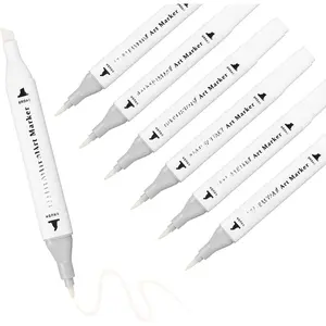 Markers, White Blender Pens, 6 count Blending Blender Dual Tips Brush & Chisel Pen for Art Markers (Colorless)