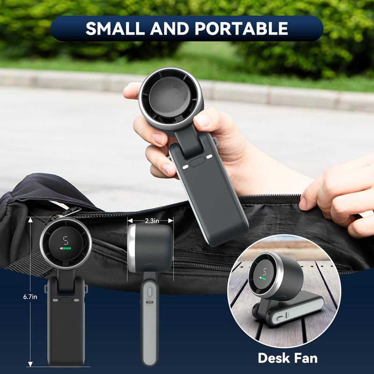 Portable Handheld Turbo Fan, 5-speed Wind Speed Fan, USB Rechargeable Travel Neck Fan, 3600mAh Battery & 15000RPM Speed, 180°Foldable with Air Turbo Tech Personal Cooling for Travel Outdoor Black Portable Handheld Turbo Fan, 5-speed Wind Speed Fan, USB Rechargeable Travel Neck Fan, 3600mAh Battery & 15000RPM Speed, 180°Foldable with Air Turbo Tech Personal Cooling for Travel Outdoor Black