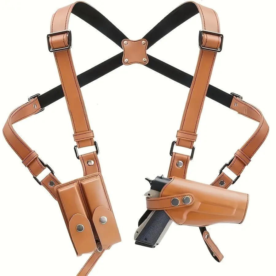 Universal Vertical Shoulder Holster for Concealed Carry, Solid Rig with Dual Magazine Pouches for Everyday Carry, Enhances Carrying Experience