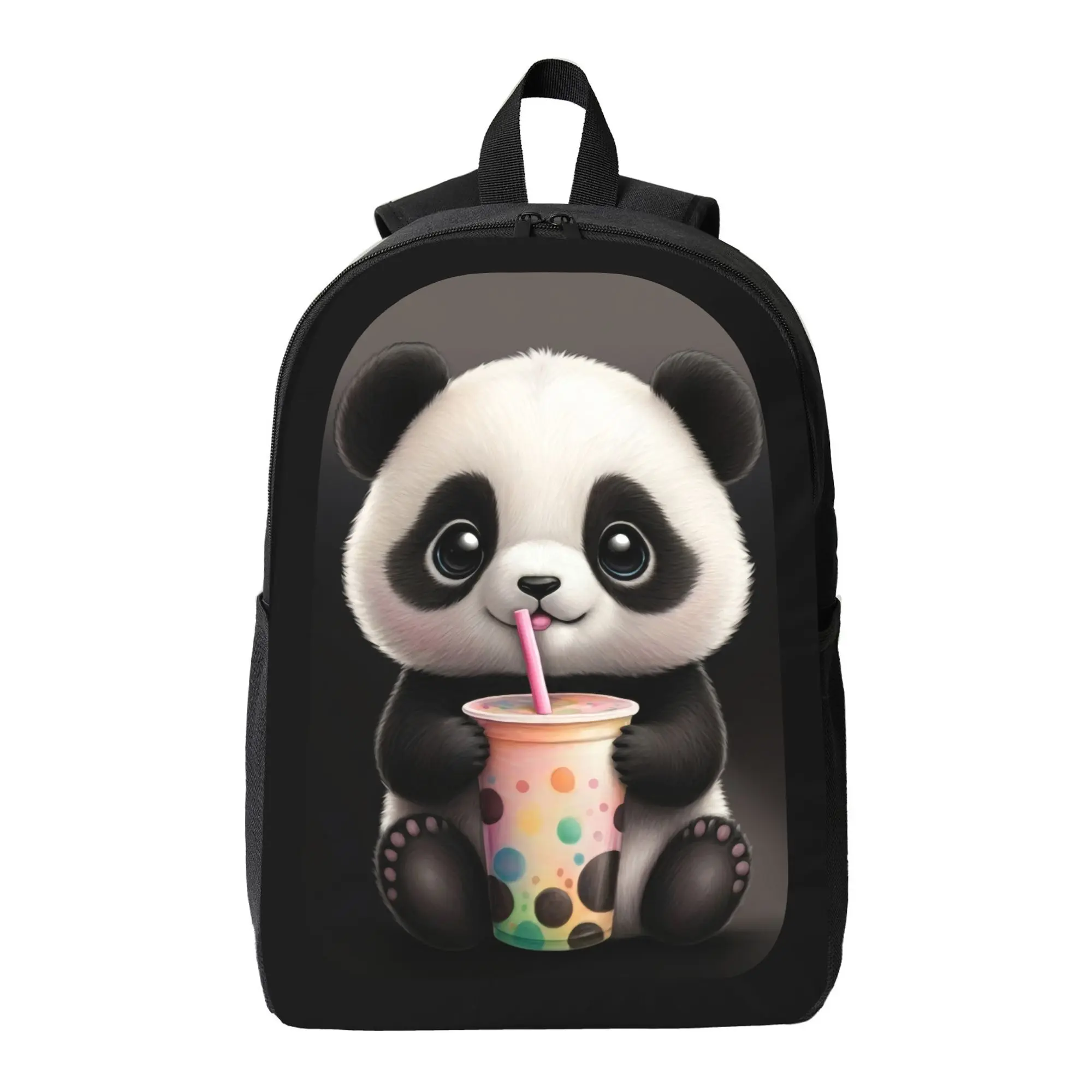 Women's Adorable Panda-Printed Casual Daypack Backpack - Cute Versatile Backpack Bag for Teenage Students, Milk Tea-Carrying Design, Ample Space for Travel & Back to School Haul (Sports & Outdoor Gym Accessory), Backpack Bags, Printed Backpack