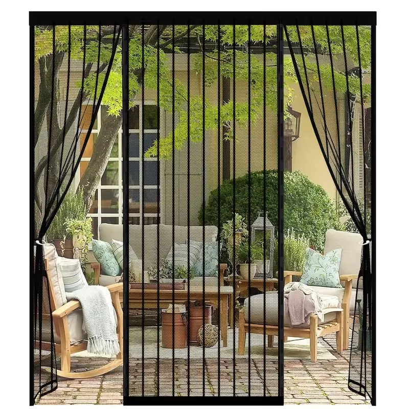 Mosquito door screen for bedroom/room,  magnetic self-closing partition curtain; mesh door screen; magnetic attachment strip; no drilling installation accessories; suitable for summer，Living Room Bedroom Dining Hands-free Mesh Partition To Prevent Insects