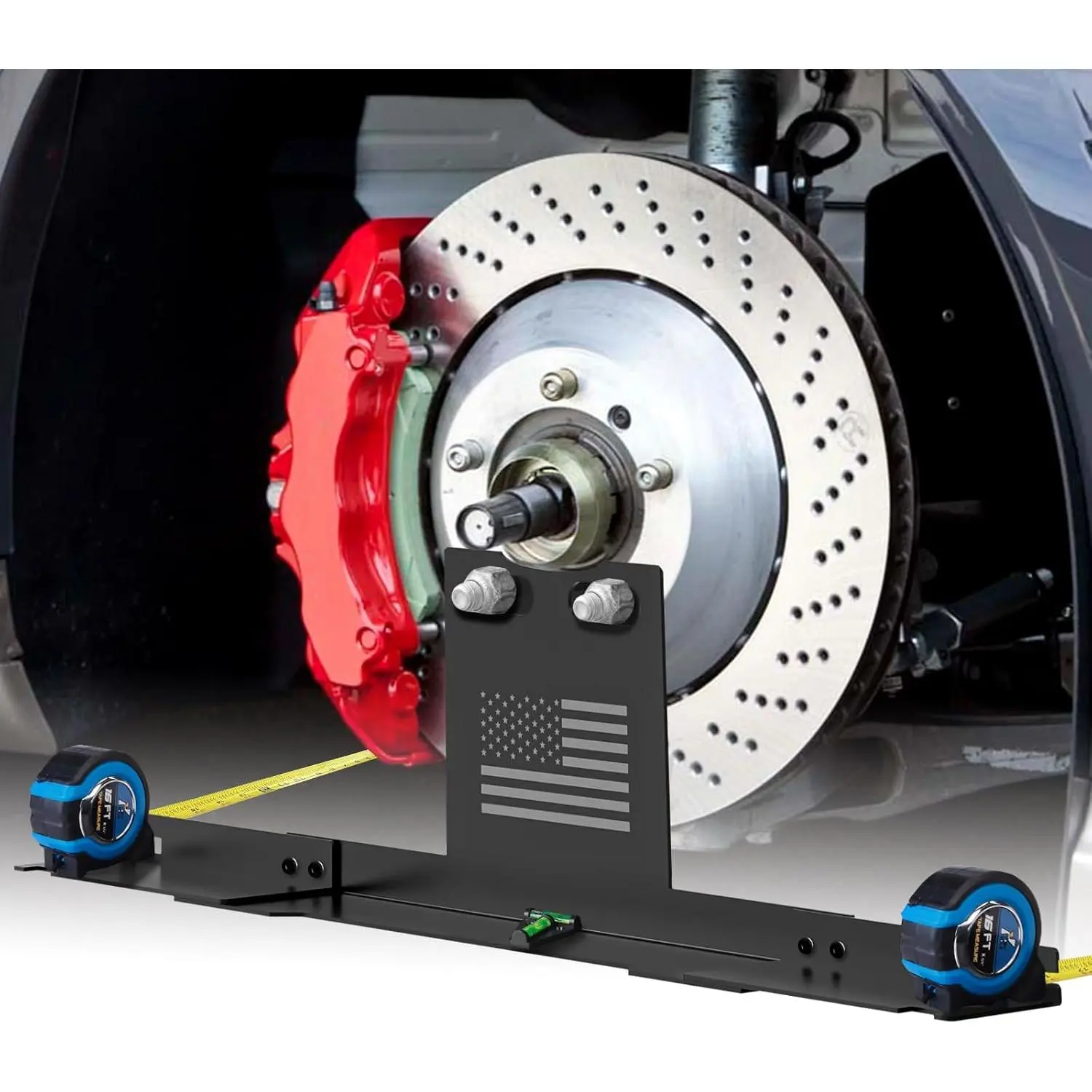 Wheel Alignment Tool Heavy Duty Toe Alignment Plates, No Caliper Removal Needed, Automotive Alignment Tools with Imperial Tape Measures, Compatible with Most Cars, Trucks, and SUVs
