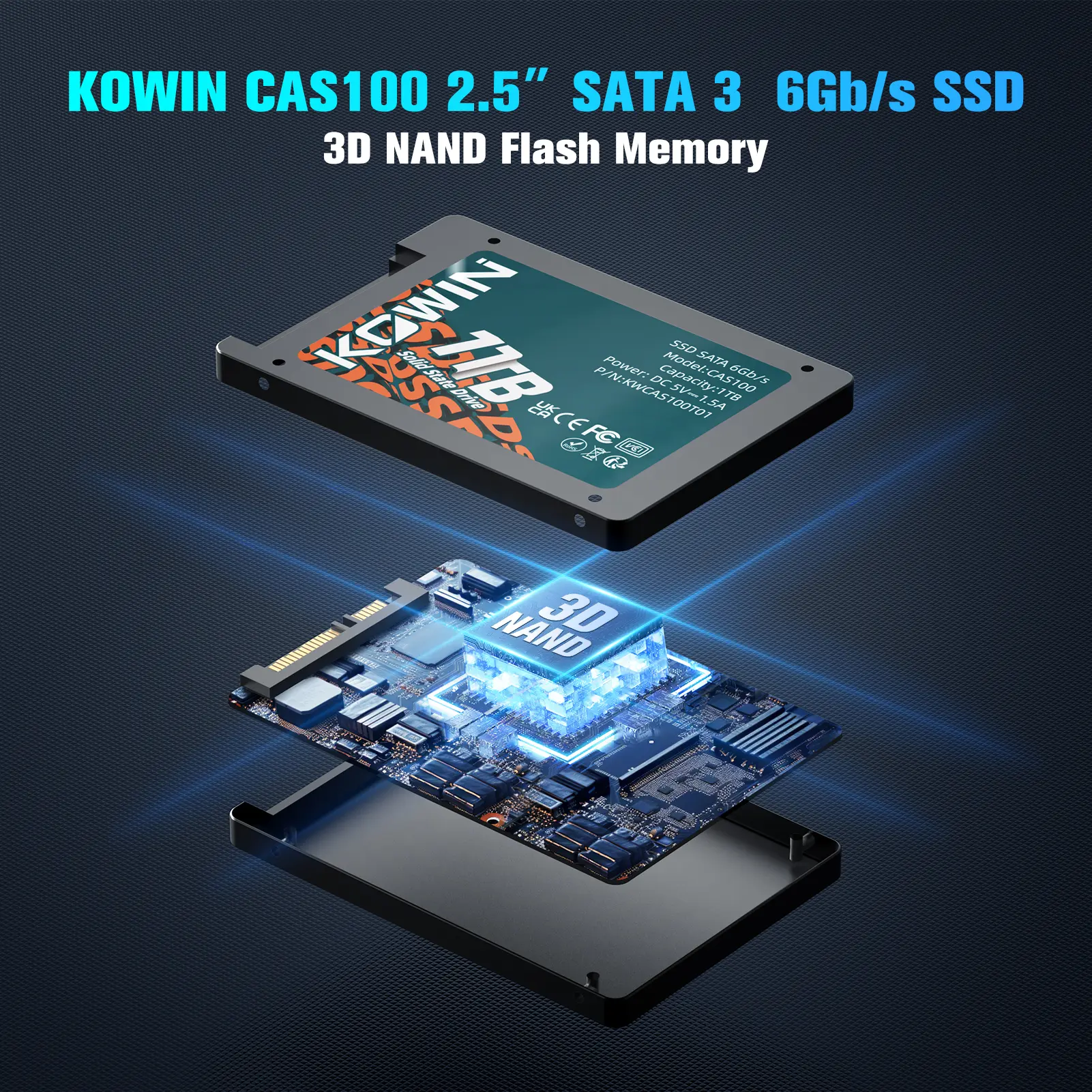 KOWIN CAS100 11TB SSD 2.5インチ KOWIN CAS100 2.5” SATA III SSD 1TB for PC Desktop High Durability