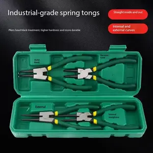 Multifunction expansion pliers, groove/slot pliers, yellow pliers, 4-piece set, both internal and external spring pliers