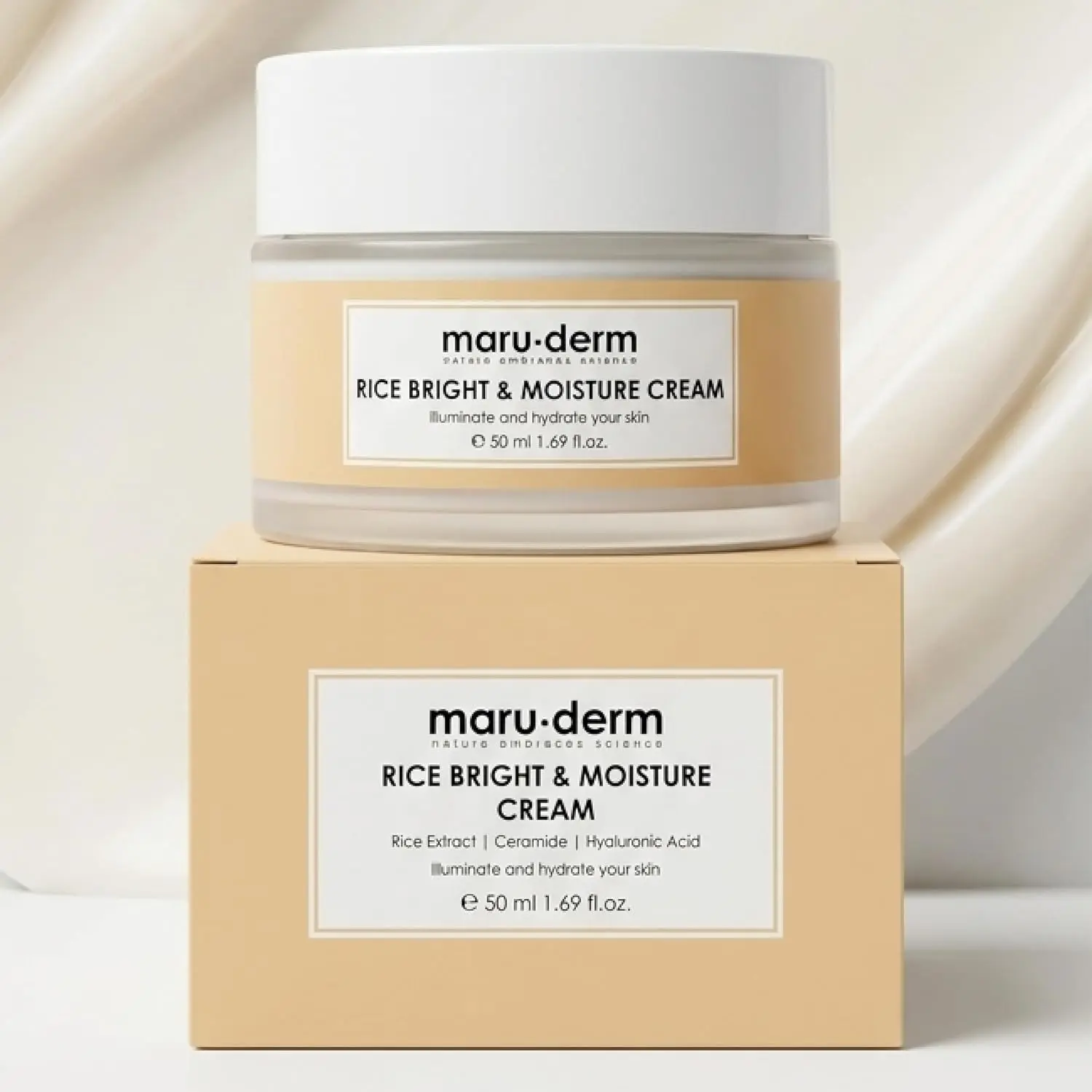 Maruderm Rice Moisturising & Glow Cream - Daily Face Care with Rice Extract | Nourishing & Brightening Face Cream for Radiant Skin, 50 ml (1.69 fl oz)