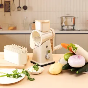 BOYUEVI 5-Blade Rotary Cheese Grater, Heavy-Duty Manual Vegetable Slicer with Strong Suction Base, Fast Shred & Slice for Kitchen Prep
