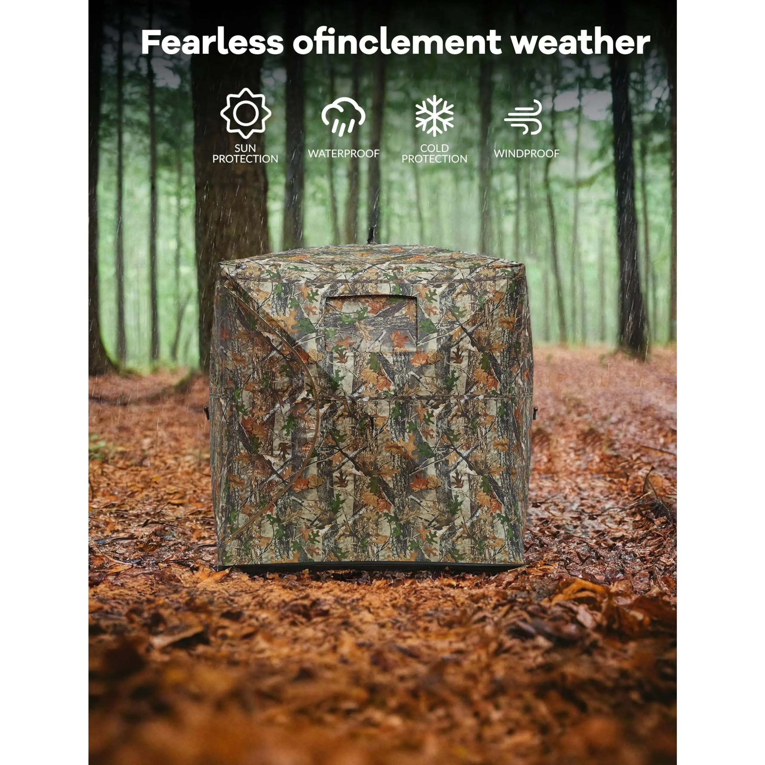270° See-Through Ground Blind for 2-3 People, Pop Up Hunting Blind with Silent Magnetic Door, Lightweight Camouflage Game Firing Blind with Quick Setup & Carry Bag for Deer & Turkey