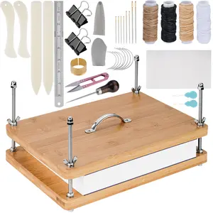 NiHome 35 PCS Book Press Binding Kit for Notebooks, Lesson Plans,Document Organization-Bamboo Bookbinding Tools with Portable Handle for Beginners DIY