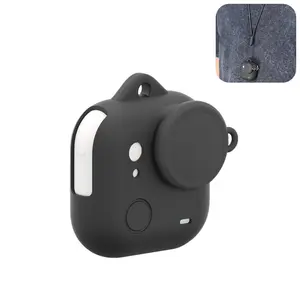For Insta360 GO Ultra PULUZ Body Silicone Protective Cover with Lens Cap & Lanyards (Black)