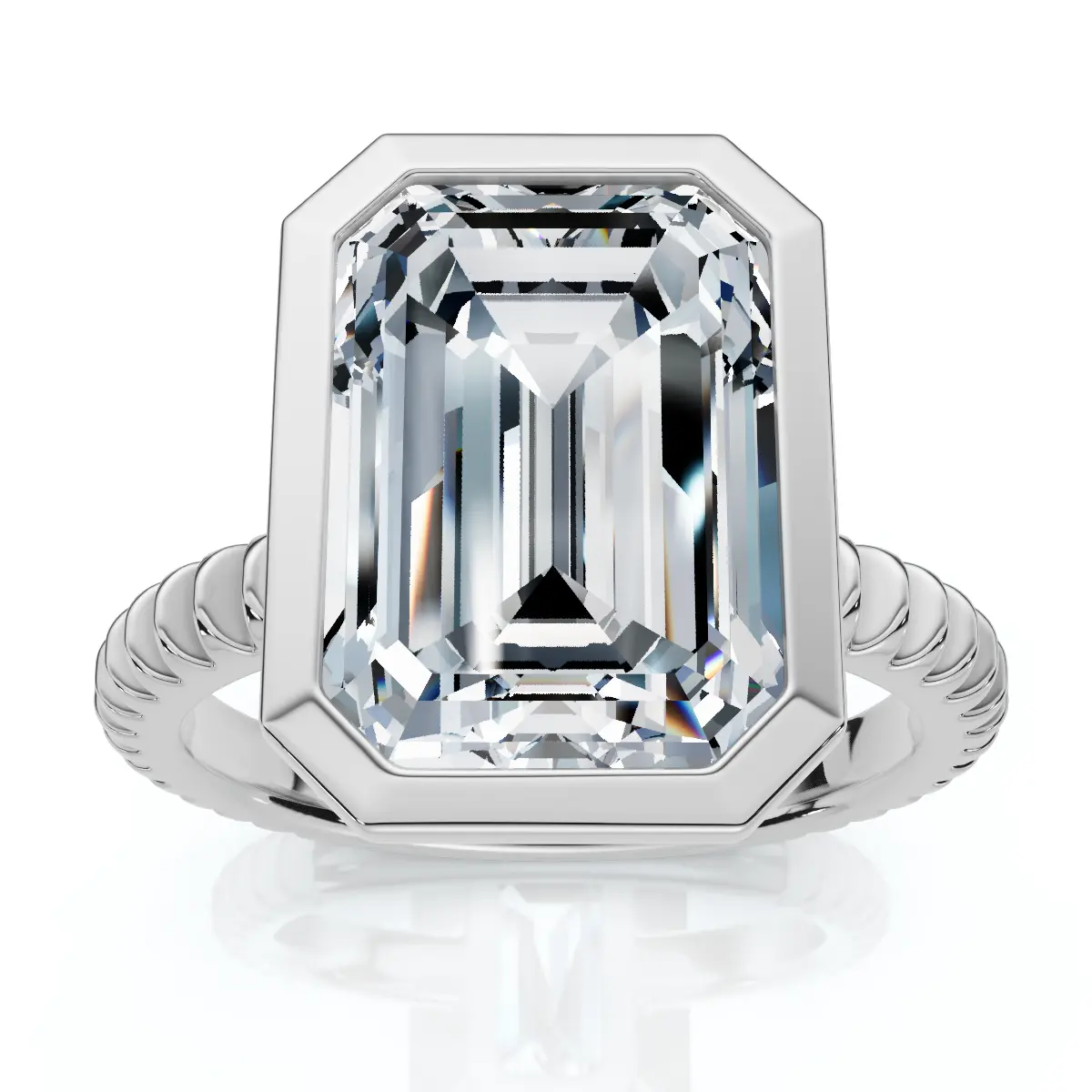 Certified 4Ct Bezel Solitaire Diamond Engagement Ring 14k Gold Lab Grown