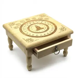 Engraved Pendulum Altar Table — 11.5" with Storage Drawer