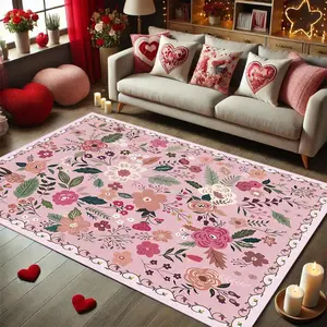 Floral Pattern Non-slip Floor Mat, 1 Count Colorful Soft Floor Carpet, Decorative Area Rug for Home Living Room Bedroom, Vanity Decor Accessories, Machine Washable Rug