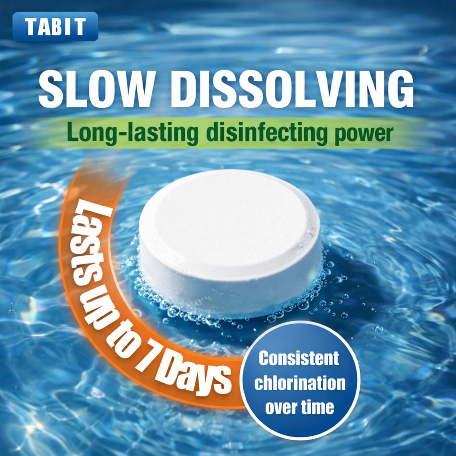 【80 lbs】TABIT 3" Chlorine Tabs, 3 Inch Chlorinating Tablets 80 lbs for Swimming Pool, Spa and Hot Tub, Slow Dissolving