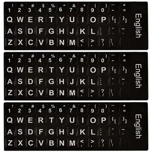 Replacement English Keyboard Letter Stickers, Universal English Keyboard Stickers with Black Background and White Lettering for PC Computer Laptop Desktop(3PCS,English)