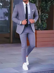 2pcs Classic Suit Set- Men's Formal Wear, Business Suits, Dress Suit- High Quality, Comfortable Fit, Stylish Jacket and Pants Combo for Weddings, Parties, Formal Events, Business Meetings, and Special Occasions