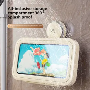Waterproof Suction Cup Bathroom Phone Holder 360° Rotating Stand for Smartphone Cellphone Wall-Mounted Shower Storage Rack
