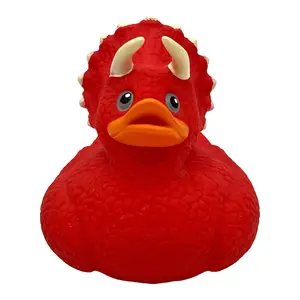 Triceratops Rubber Duck Figure and Nostalgic Decor with a Fun Prehistoric Twist