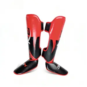 BN Red and Black Fighting Leg Protector, Muay Thai, Sanda Fighting, Tibial Protector, Adult Taekwondo Training, Integrated Lower Leg Protector