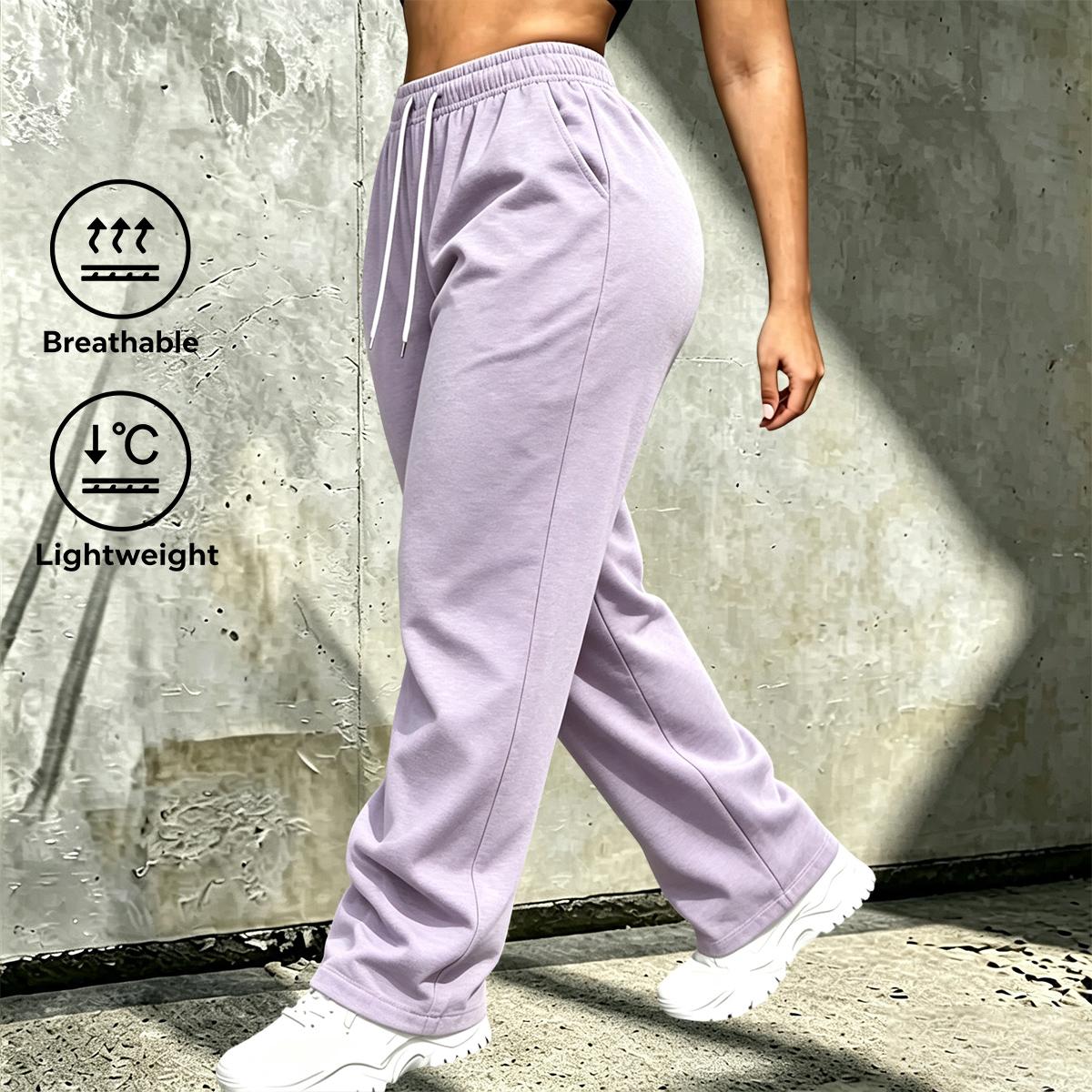 Two-pack elegant casual long pants—fashionable sport trousers with a double-pocket design, machine washable women’s pants that are versatile for home and outdoor wear.